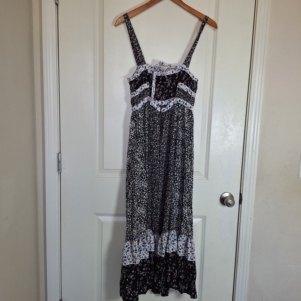 Free People Mixed Patchwork Cottagecore Boho Floral Midi Dress Size 4 - Picture 4 of 8